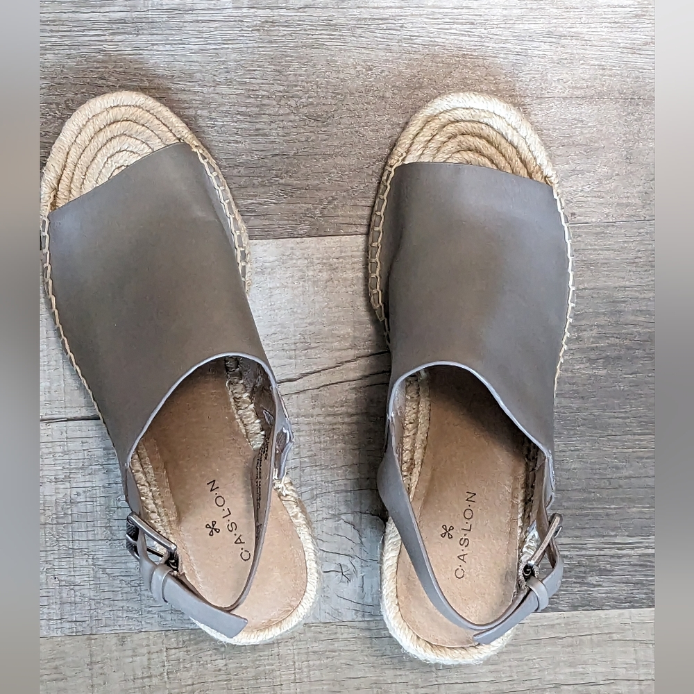 Caslon Sutton Gray Slingback Leather Espadrille Sandal Size 8.5 Like NEW in box - Picture 15 of 15